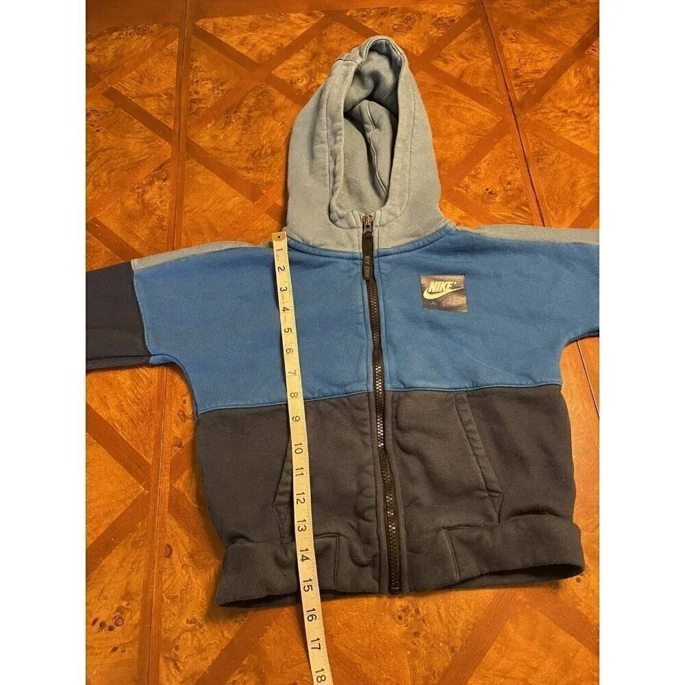 Nike Youth Hooded Full Zip Sweatshirt Jacket Unisex Size 6 M Blue Pockets Logo